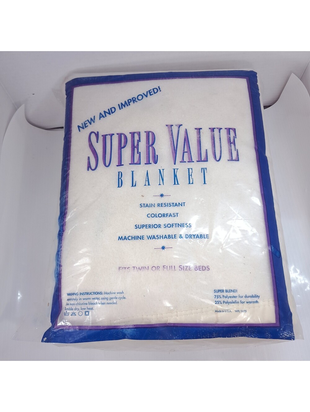 New Beacon Super Value blanket cream WPL 1675 Twin Full USA nylon satin Vintage